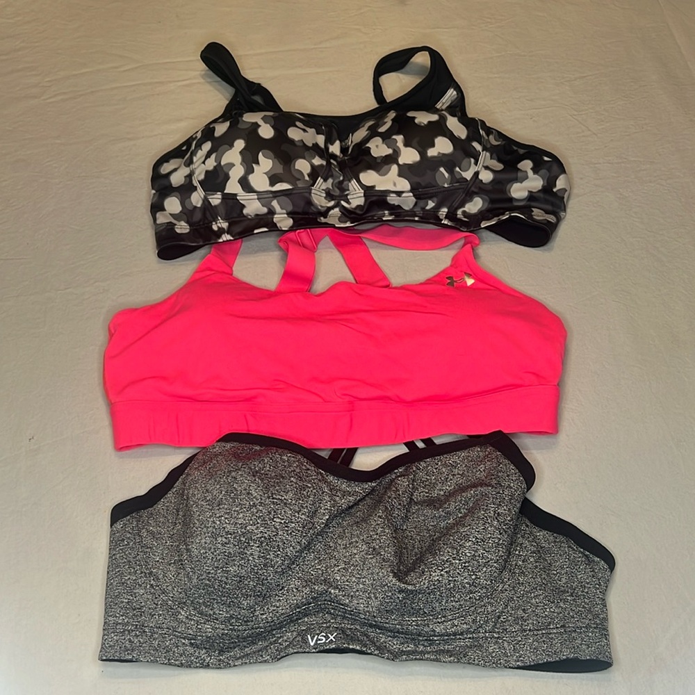 Sport Bras - 1 Heather Grey, 1 Pink & 1 Camo